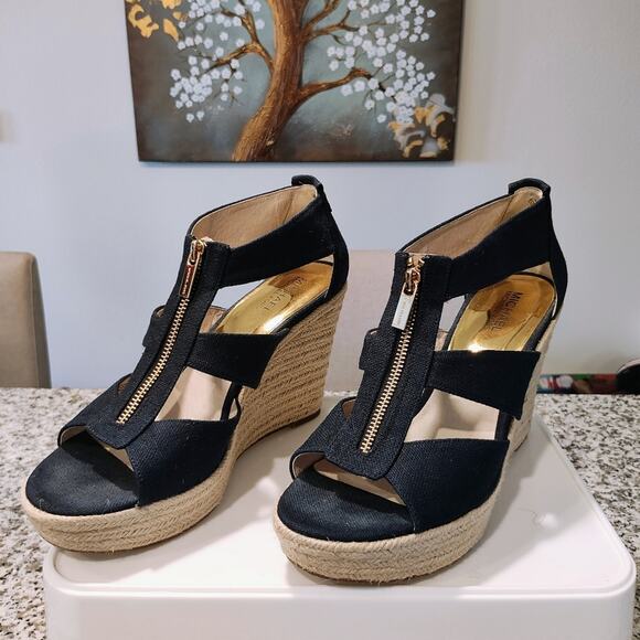 Michael Kors Berkley Weave Canvas Espadrilles Wedges - Picture 1 of 12
